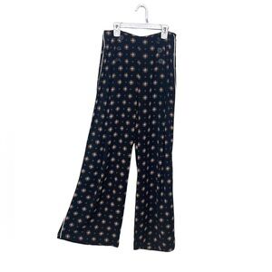 GB Gianni Bini | High Waist Black Plazzo Pants w/Gold Pattern & White Pi…